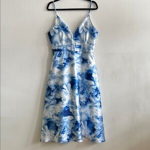 MOSSMAN BLUE WHITE FLORAL PRINT DRESS SZ MEDIUM
